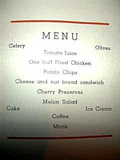 TWA DC-2 In-Flight Menu.