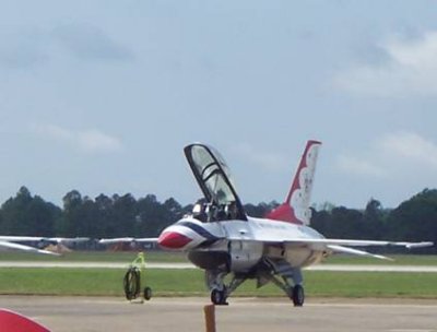 Watching the USAF Thunderbirds in Montgomery, Alabama. Just prior to the show, a group of enlistees received their Oath of Enlistment from the Thunderbirds pilots themselves!